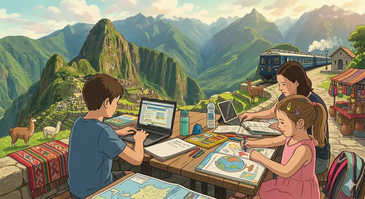 Illustration école voyage exemple du Pérou généré par IA